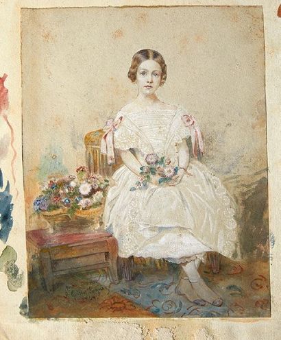 null Amélie GUILLOT-SAGUEZ 
1810-1864
Jeune fille assise au bouquet de fleurs
Photographie...